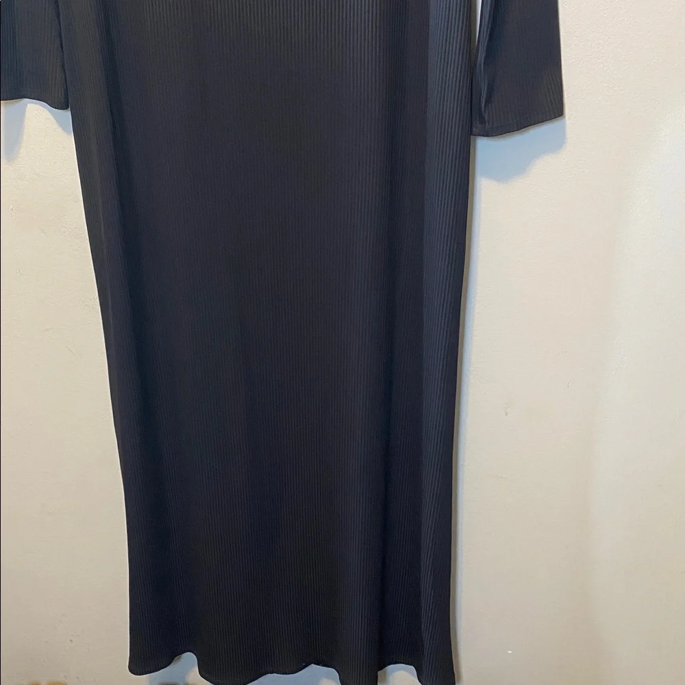 Abercrombie Fitch Ribbed Maxi Dress Womens XLT Black Long Sleeve Dark Romantic